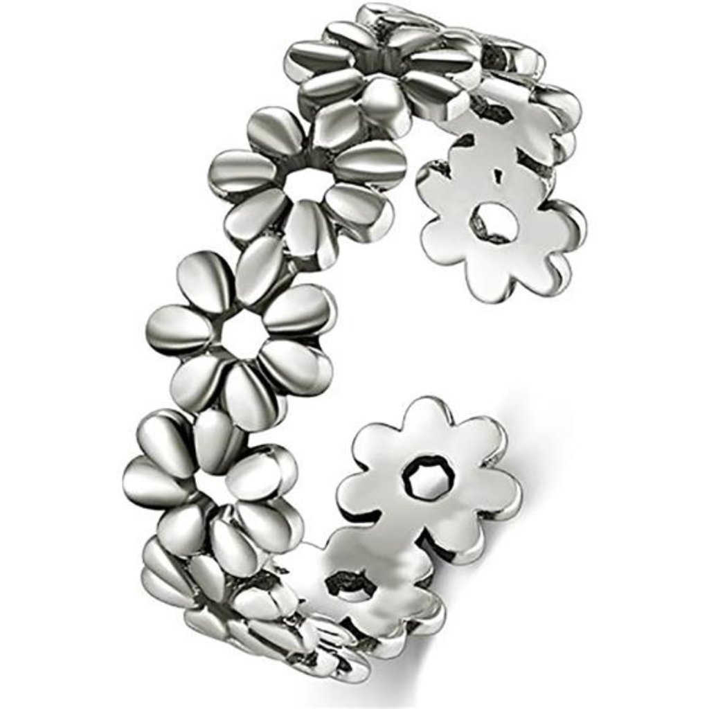 Toe Rings  Flower Hawaiian Leaf Sterling Silver Band Ring  Stylish Toe Rings